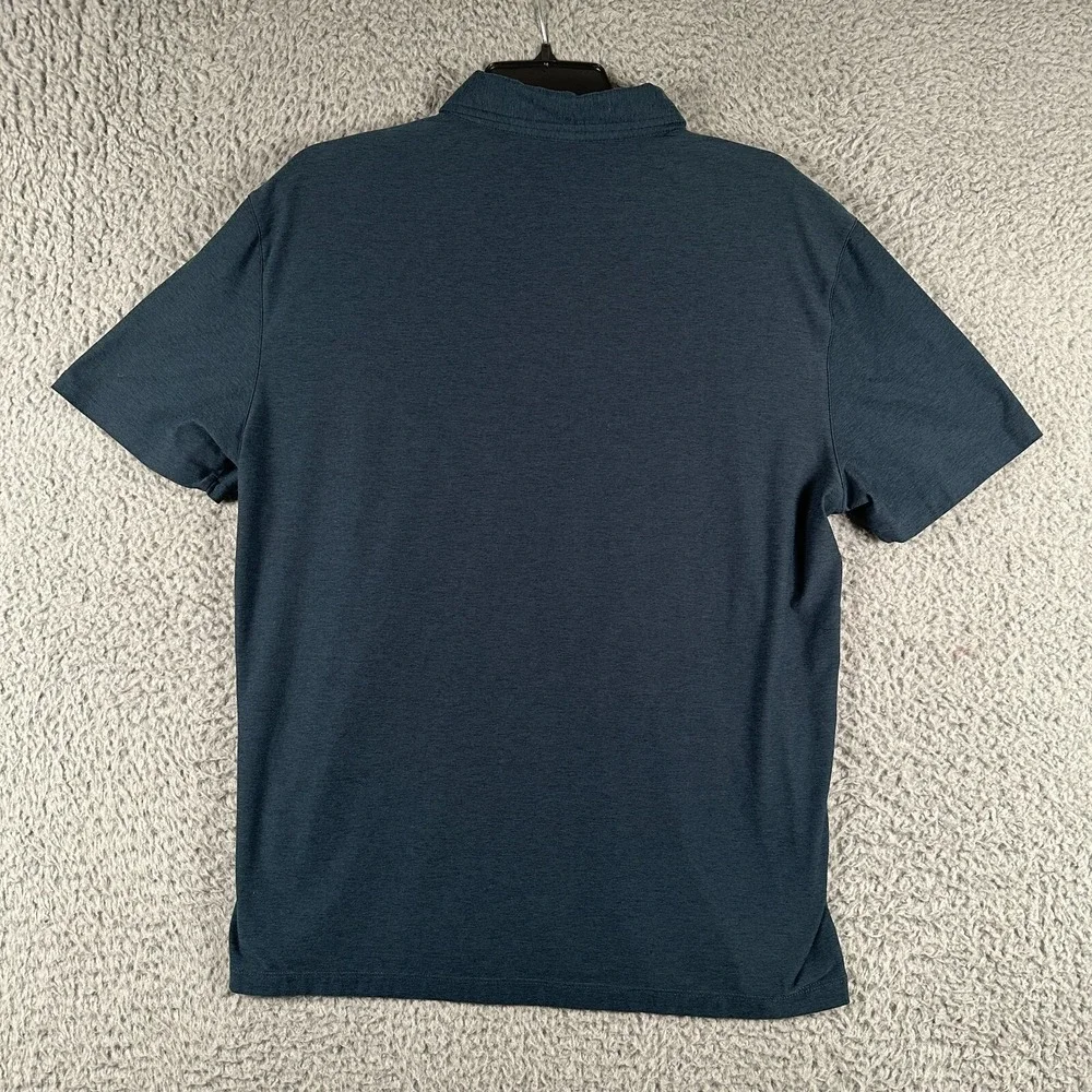 Vuori‎ Strato Tech Polo Shirt Men's L Blue Knit Stretch Casual Performance Golf